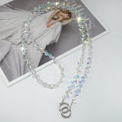  Artificial Strawberry-Shaped Crystal Crossbody Phone Lanyard, Clear