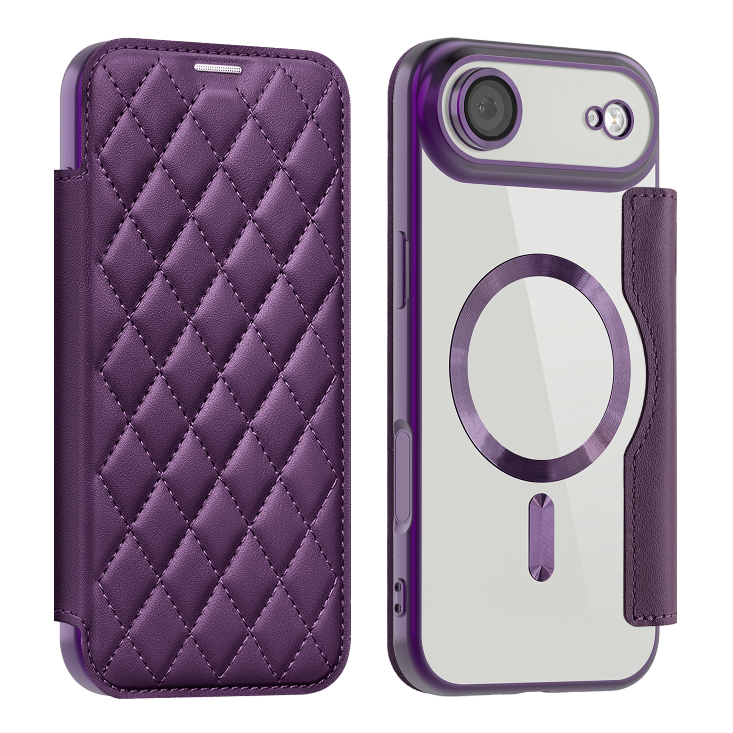 Quilted Diamond Pattern PU Case for iPhone Air Case, Purple