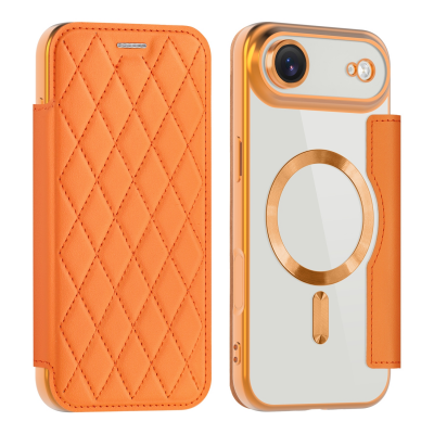  Quilted Diamond Pattern PU Case for iPhone Air Case, Orange