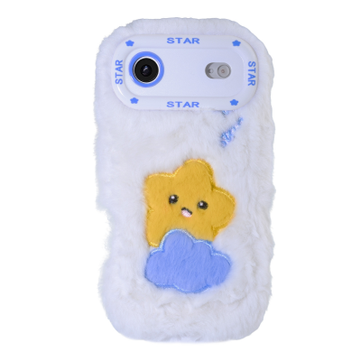  White Cloud Star Plush Silicone Phone Case for iPhone Air – Soft Cute Protective Cover