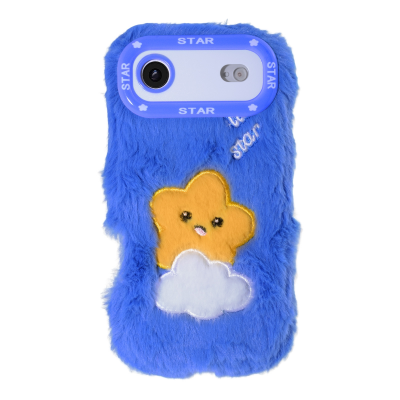  Blue Cloud Star Plush Silicone Phone Case for iPhone Air – Soft Cute Protective Cover
