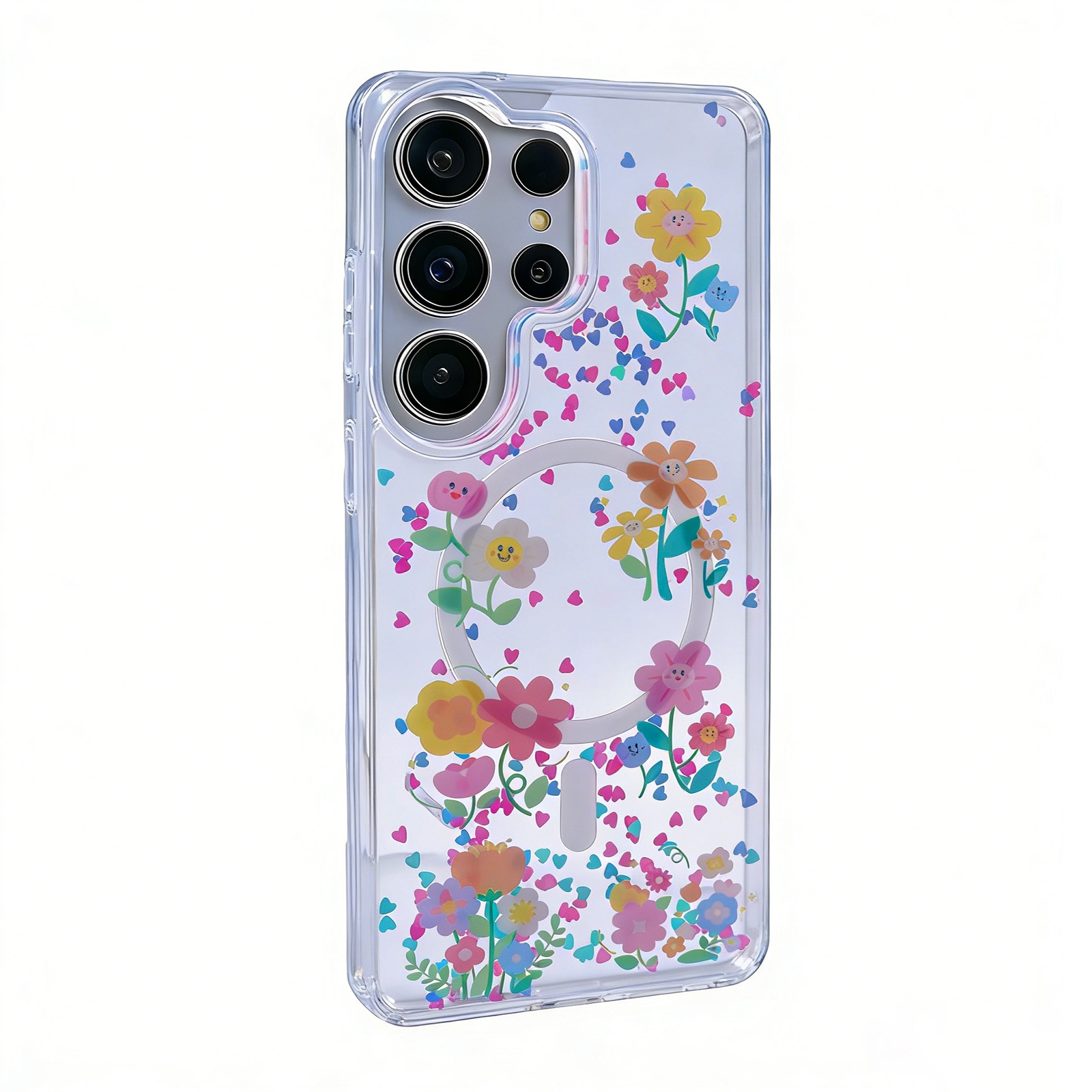 Colorful Botanical Pattern Clear Protective Cover for S26 Ultra