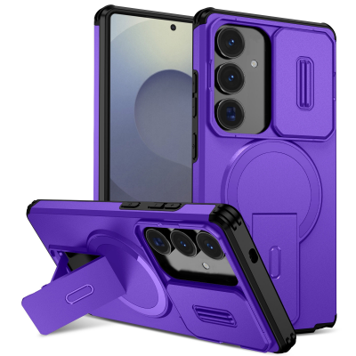  S26 Plus Hidden Kickstand Armor Design Protective Case, Purple