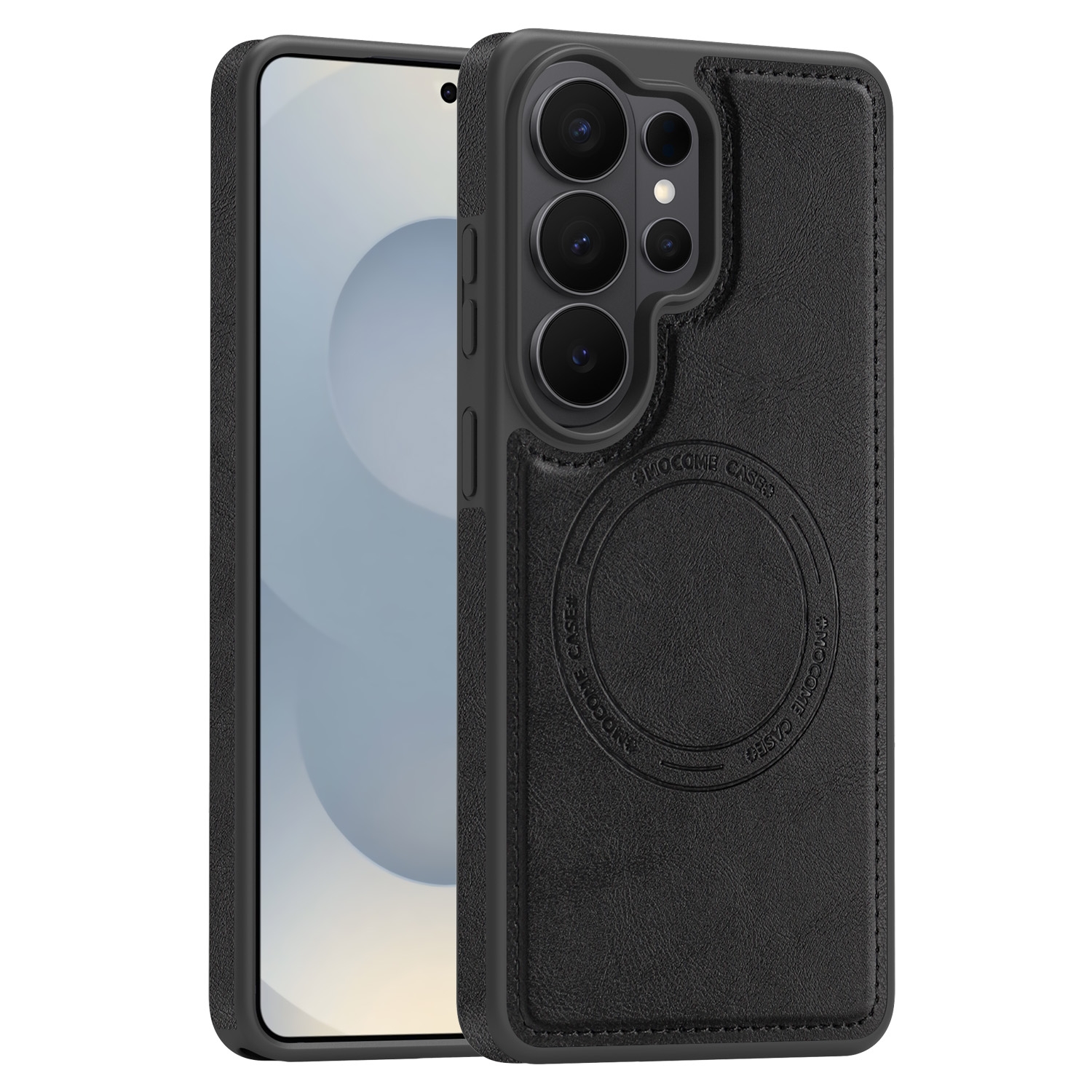 Shockproof PU Back Panel Magnetic Phone Case for S26 Ultra, Black