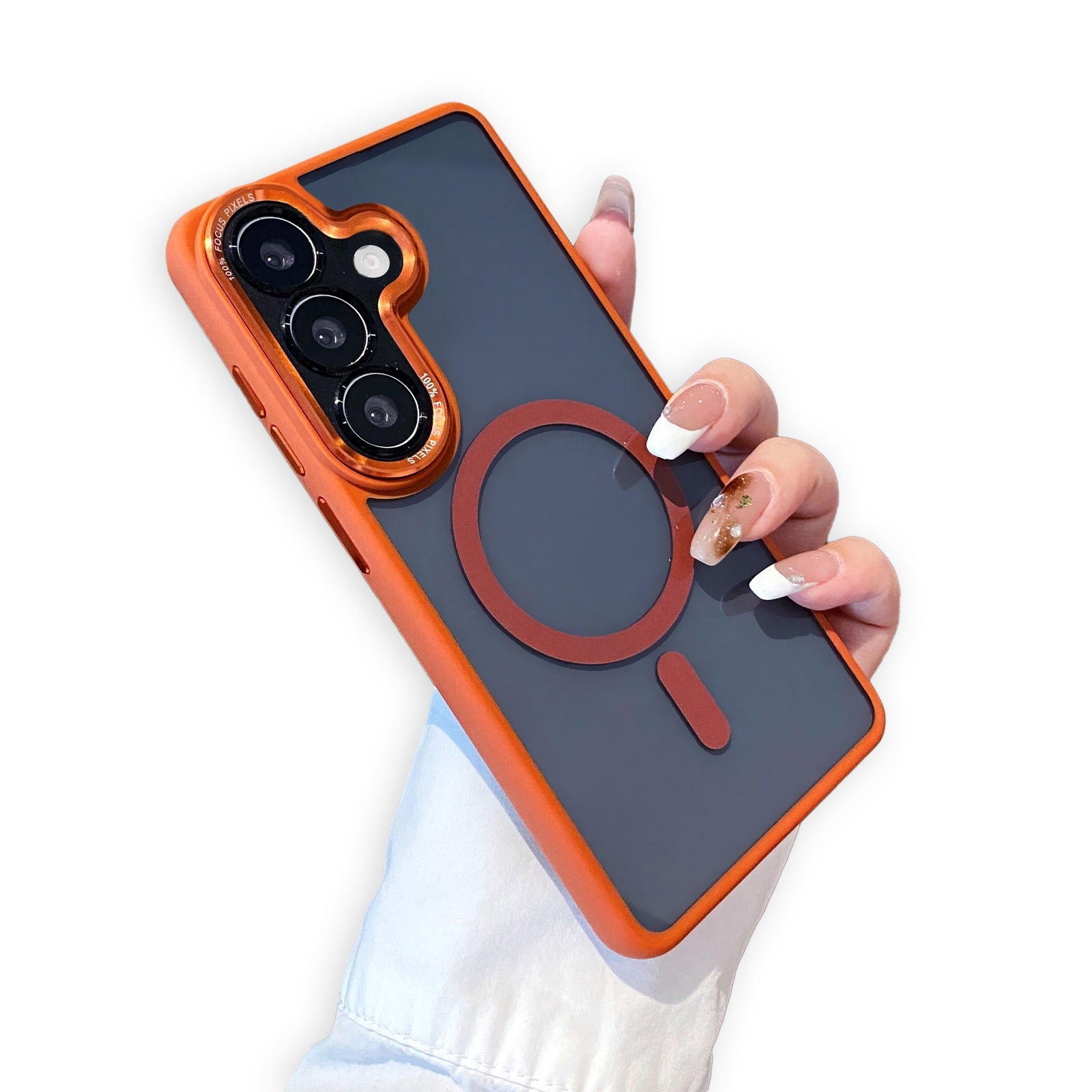 Semi-Transparent Acrylic Back Panel Magnetic Case for S26, Orange
