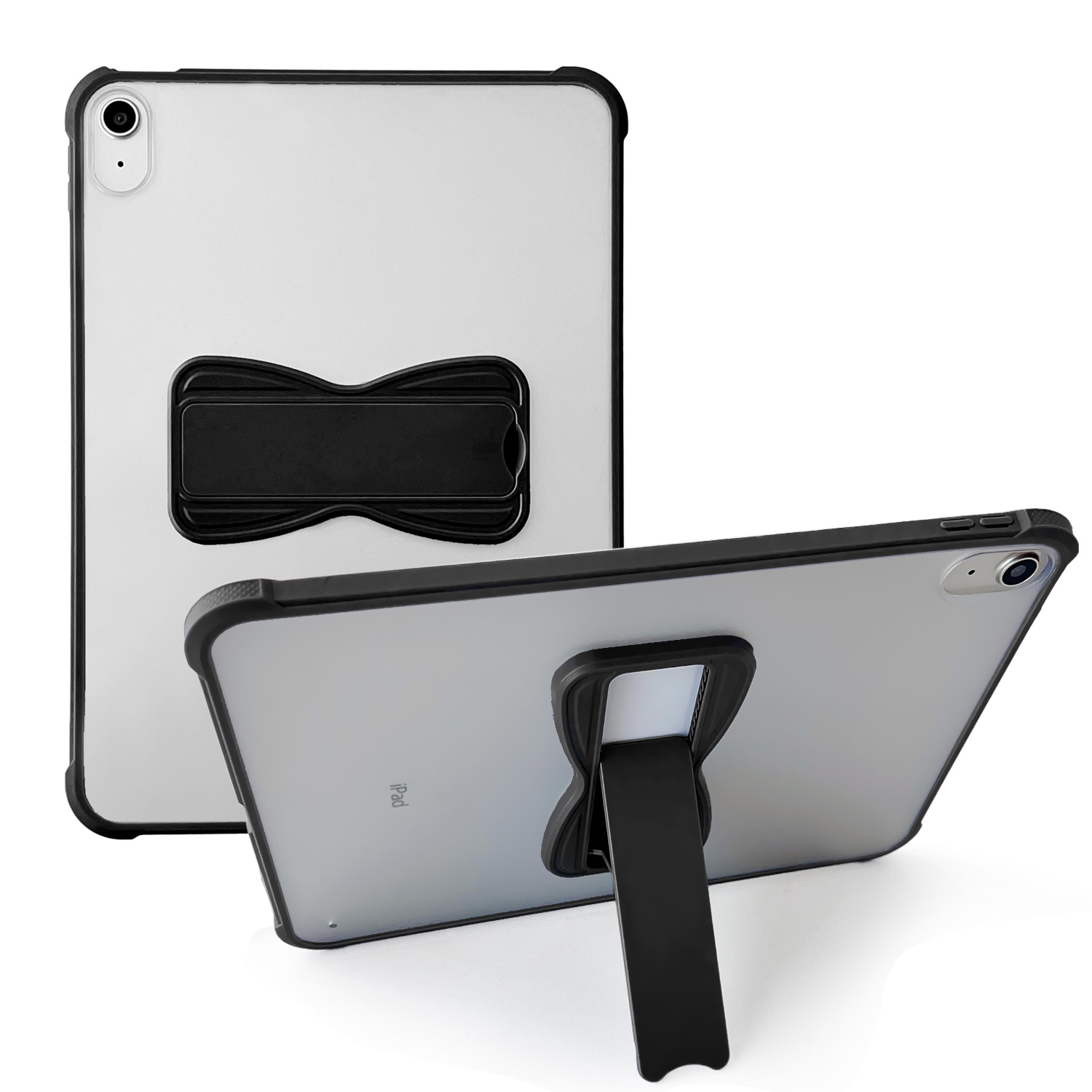 Clear iPad Case with Bow-Shaped Kickstand for Air 4 / Air 5 10.9 Inch / Air 11 2024, Black