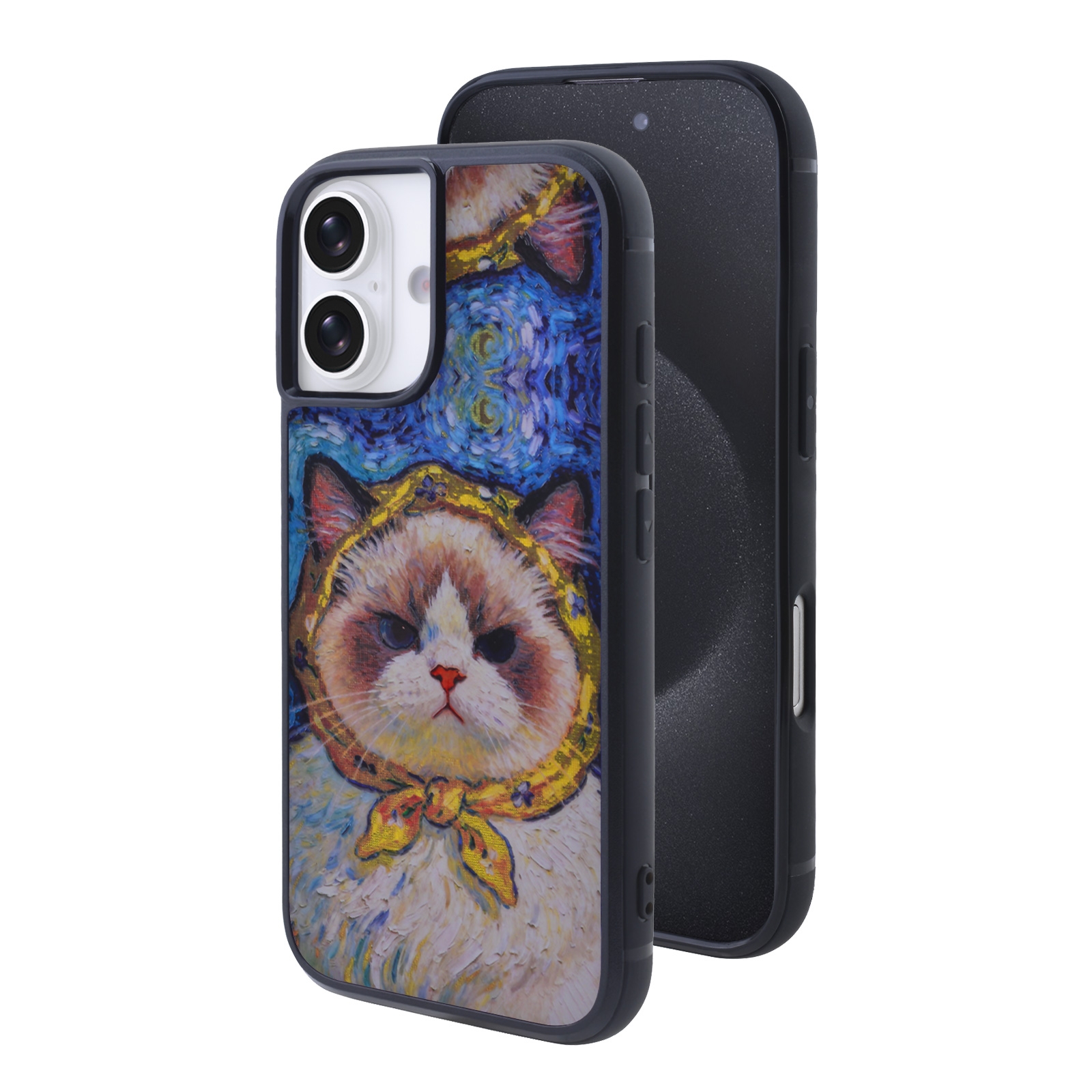 Van Gogh Style Ragdoll Cat Phone Case for iPhone 17, Blue