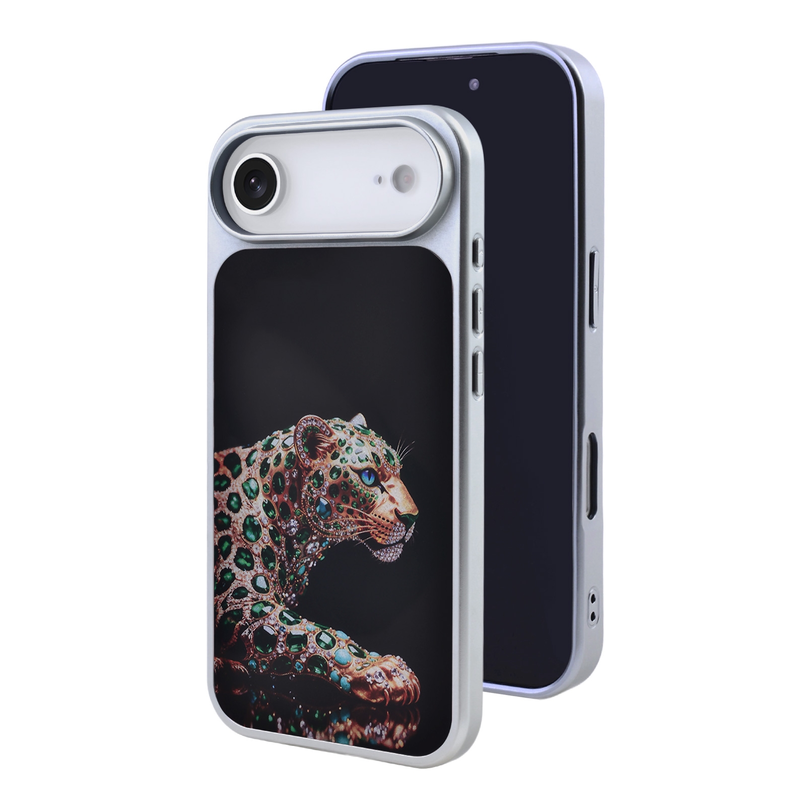 Jeweled Leopard Art Case for iPhone Air - Opulent Green Gem Design, Yellow