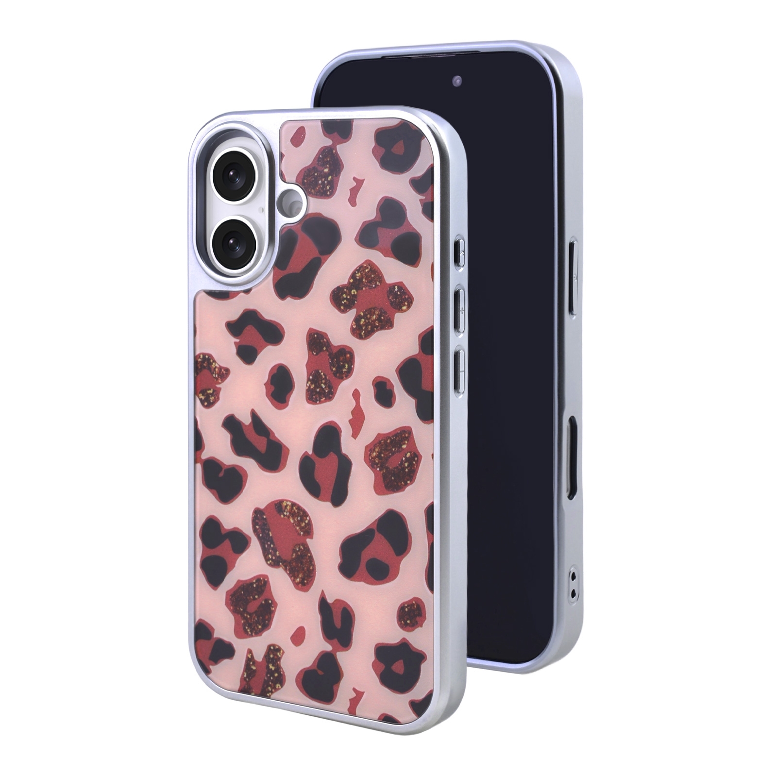 Electroplated Magnetic Leopard Print Phone Case for iPhone 17  - Glitter Brown Cheetah Pattern Cover