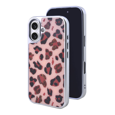  Electroplated Magnetic Leopard Print Phone Case for iPhone 17  - Glitter Brown Cheetah Pattern Cover