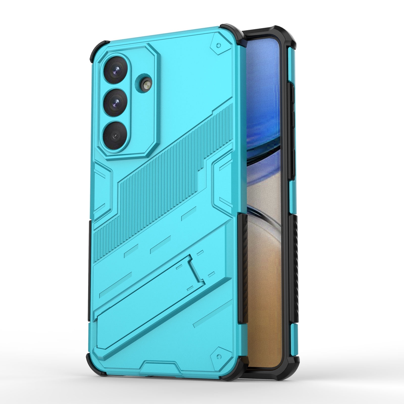 samsung s26 plus armor texture case with foldable hidden stand blue