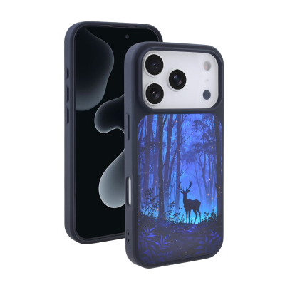  Moonlit Deer in Forest Magnetic Phone Case for iPhone 17 Pro Max, Black