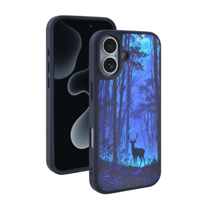 Moonlit Deer in Forest Magnetic Phone Case for iPhone 17, Black