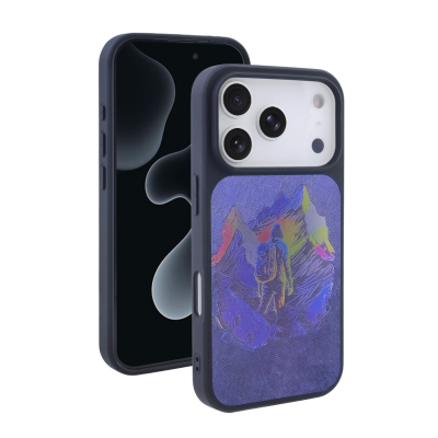  Abstract Blue Art Magnetic Phone Case for iPhone 17 Pro, Black