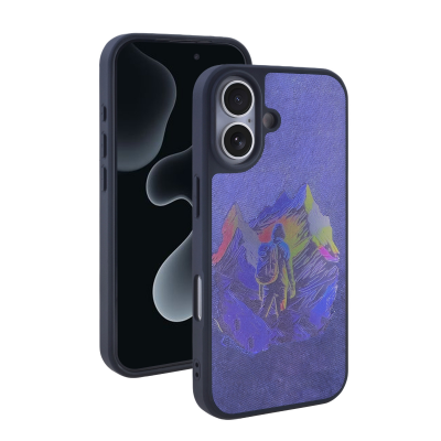  Abstract Blue Art Magnetic Phone Case for iPhone 17, Black
