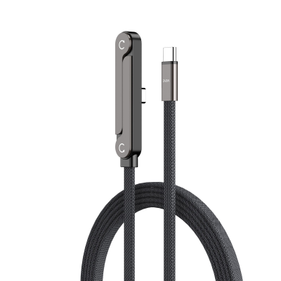 usb-c braided cable features with integrated foldable kickstand
