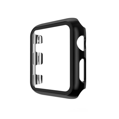  Scratch-Resistant Electroplated PC Case with Tempered Glass for iWatch Series 2/3 (38mm), Black