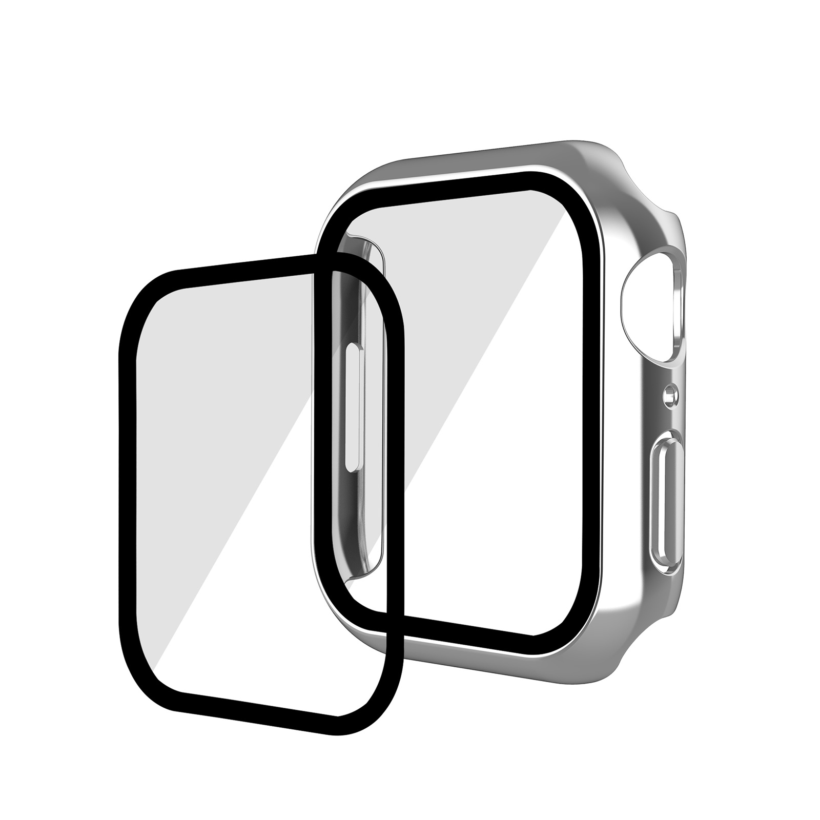 Scratch-Resistant Electroplated PC Case with Tempered Glass for iWatch Series 10/11 (42mm) , Silver