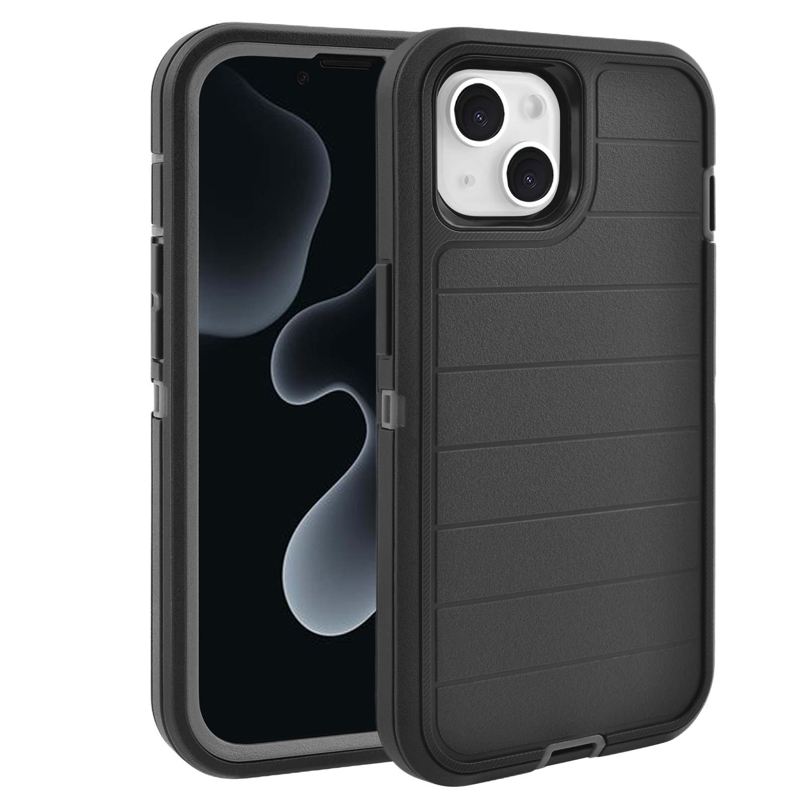 Durable Striped Texture Phone Case for iPhone 13, Black