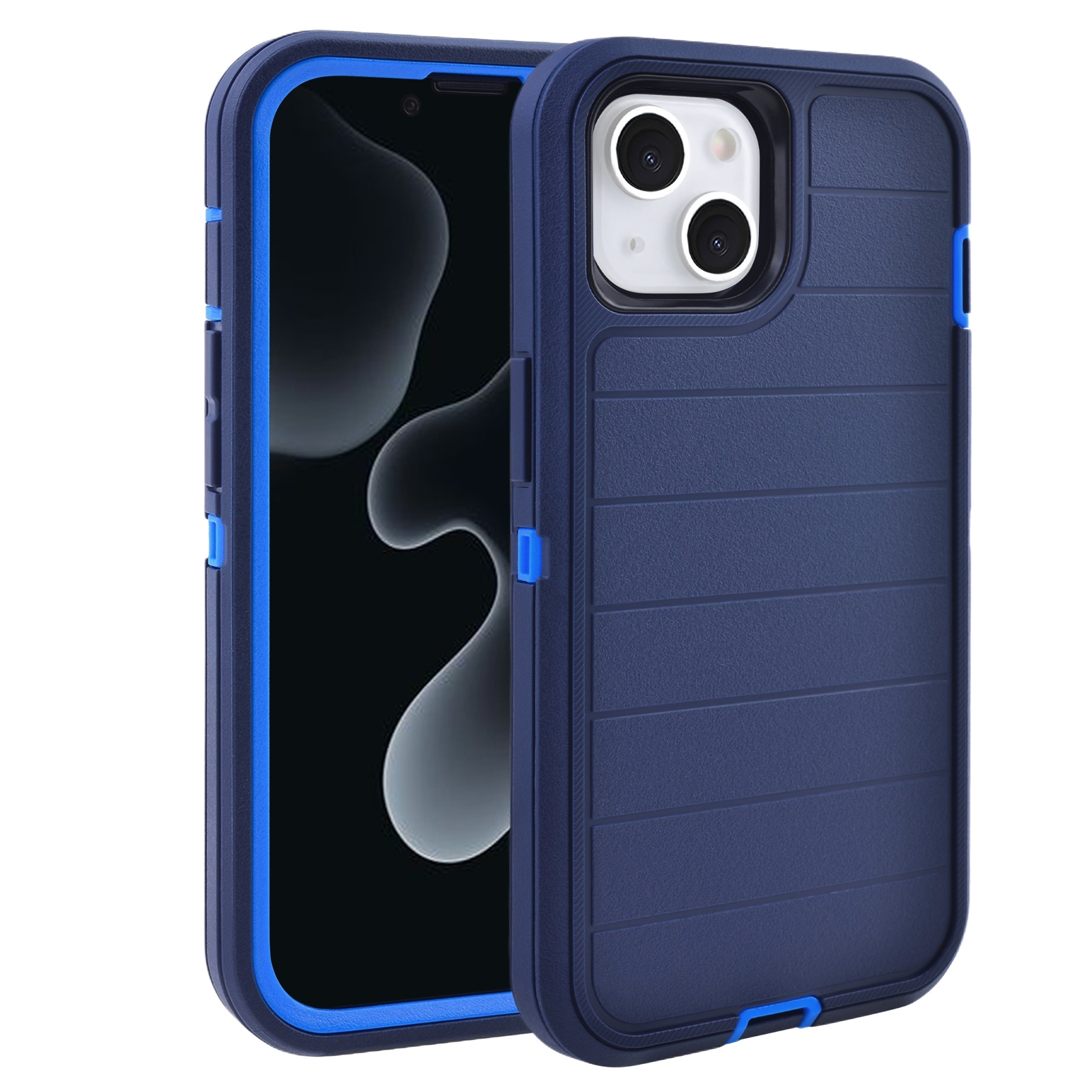 Durable Striped Texture Phone Case for iPhone 15, Dark Blue