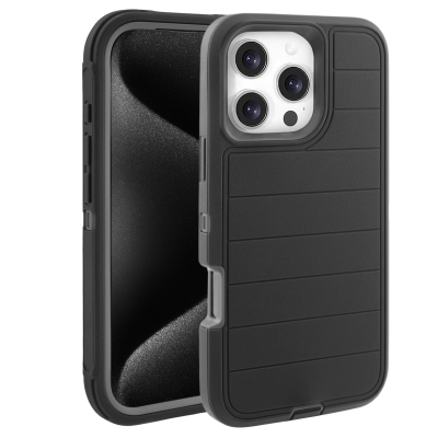 Durable Striped Texture Phone Case for iPhone 16 Pro, Black