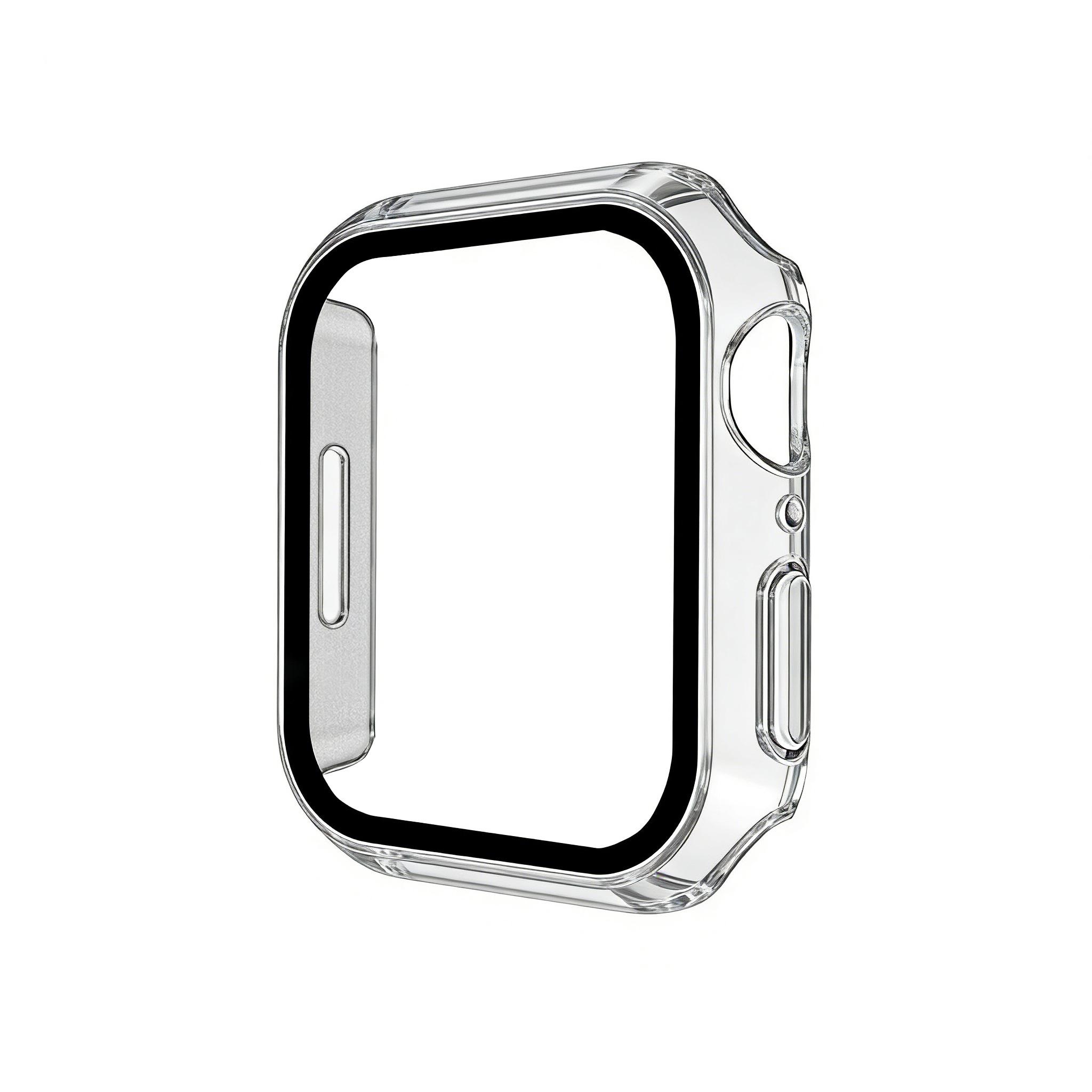 PC Case with Built-in Tempered Glass for iWatch Series 7/8/9 (45mm), Clear