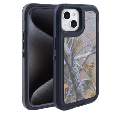  Real Tree Camo Phone Case for iPhone 15 - Shockproof and Scratch-Resistant Protective Cover, Black