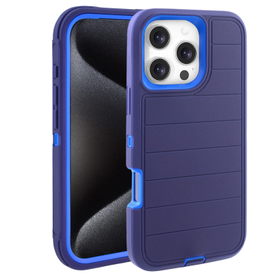  Durable Striped Texture Phone Case for iPhone 16 Pro Max, Dark Blue