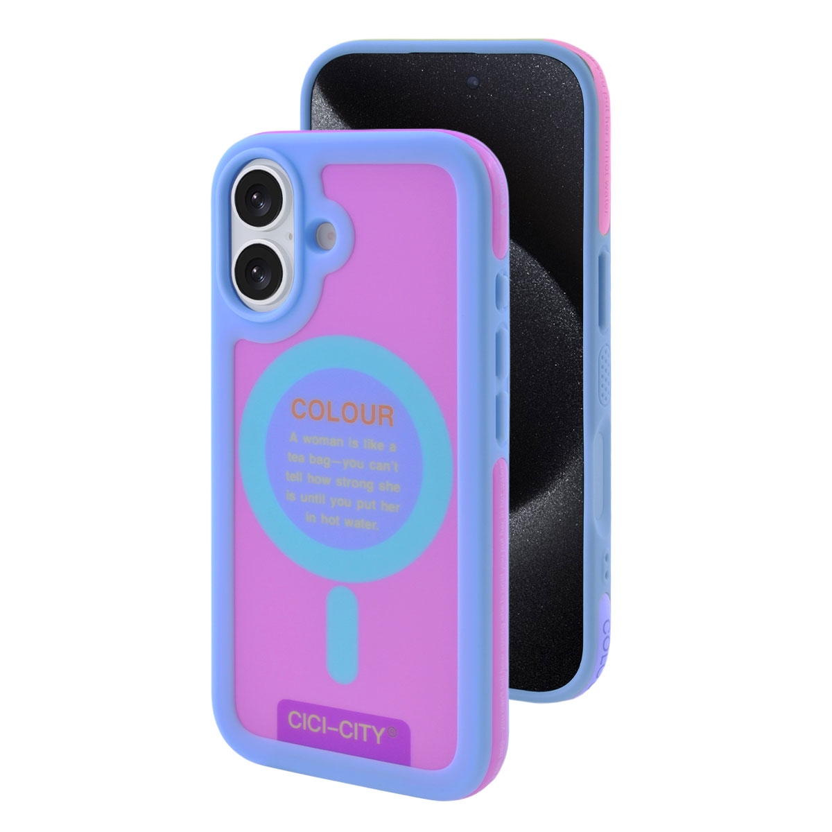 Y2K Dopamine Color Block Magnetic Case for iPhone 17 Max, Light Blue and Light Purple