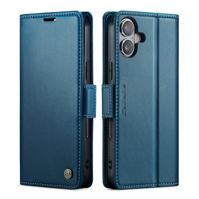 iphone 17 blue flip case with butterfly buckle rfid blocking