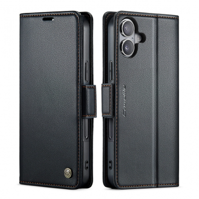 iphone 17 black flip case with butterfly buckle rfid blocking