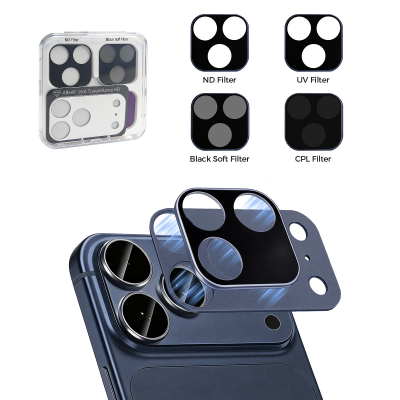  Magnetic Smartphone Camera Lens Filter Kit, Includes ND, UV, CPL & Black Mist Filters for iPhone 17 Pro Max (Deep Blue) (Only Ground Shipping)