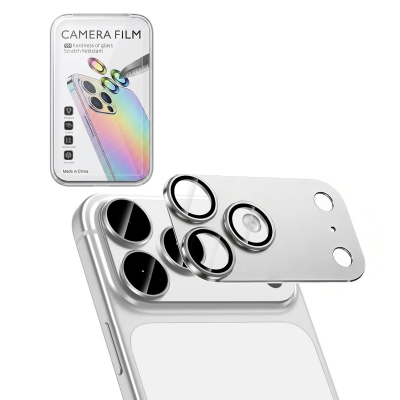  AR+AF Tempered Glass with Matte Metal Camera Lens Protector for iPhone 18 Pro Max - Silver