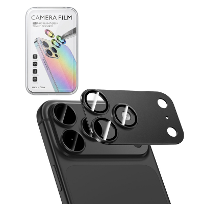  AR+AF Tempered Glass with Matte Metal Camera Lens Protector for iPhone 18 Pro Max - Black