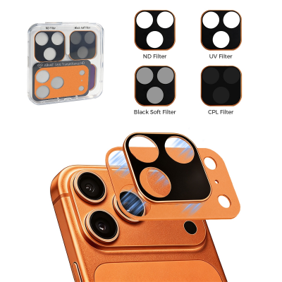  Magnetic Camera Lens Filter Kit, Includes ND, UV, CPL & Black Mist Filters for iPhone 17 Pro Max (Orange) (Only Ground Shipping)