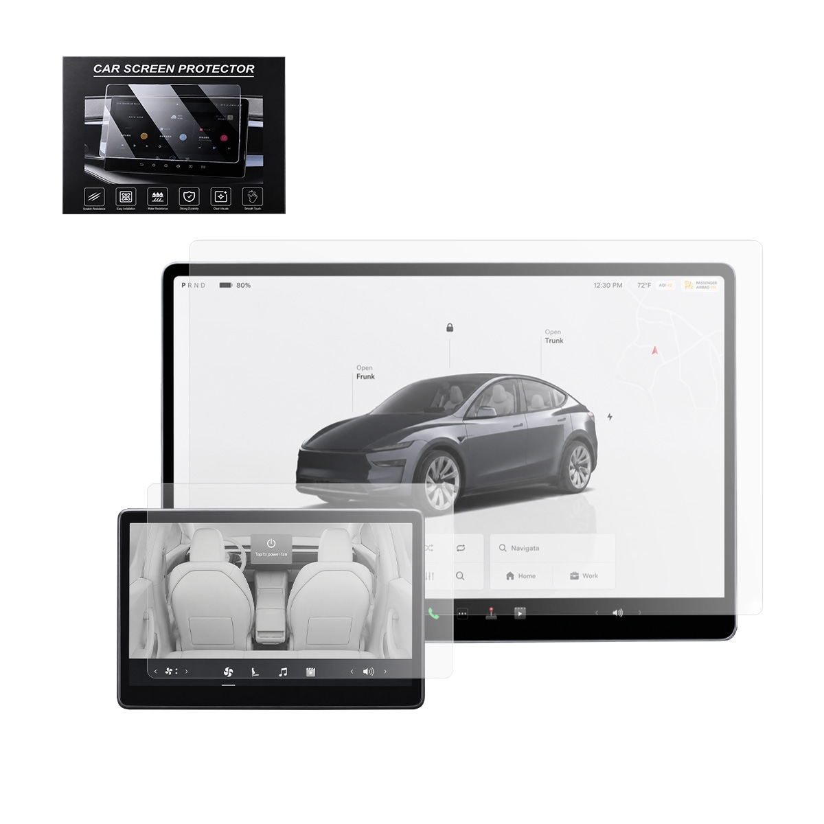 16‑Inch Vertical Navigation Display & 8‑Inch Rear‑Seat Display Matte PET Screen Protector for Tesla Model Y Juniper 2026 Refresh Version