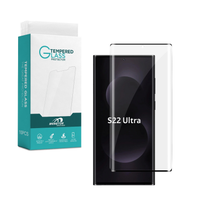  [10 Pack] Full Cover Tempered Glass for Samsung Galaxy S22 Ultra 5G S908 - Black