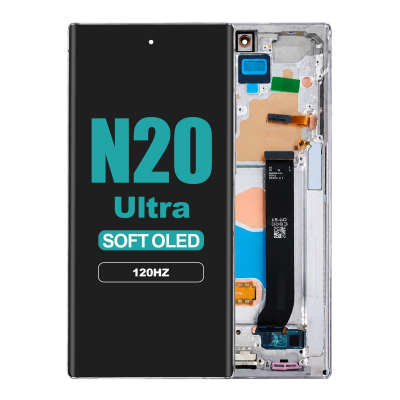 galaxy note 20 ultra n985 oled screen assembly frame mystic white