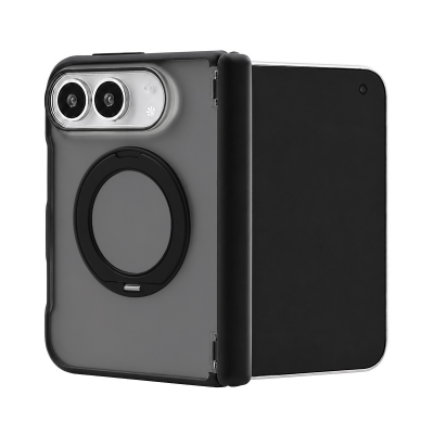  Matte 3500Gs Magnetic Case for iPhone Duo with Foldable Kickstand and Hinge Protection, Black