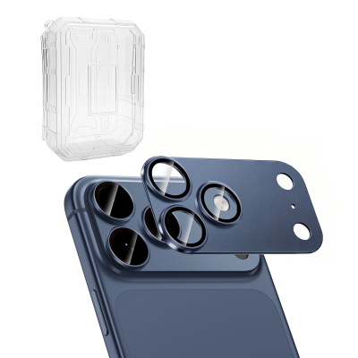  [10 Pack] AR+AF Tempered Glass with Matte Metal Camera Lens Protector for iPhone 17 Pro Max - Deep Blue
