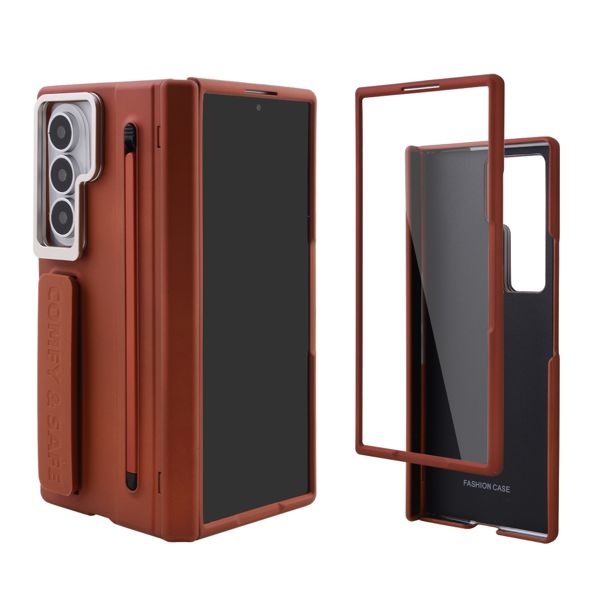 Full Protection Shockproof Case for Galaxy Z Fold8 Ultra Built-in Kickstand ,Lens mount and Stylus, Brown (Only Ground Shipping)