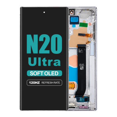 galaxy note 20 ultra n985 oled screen assembly frame mystic white