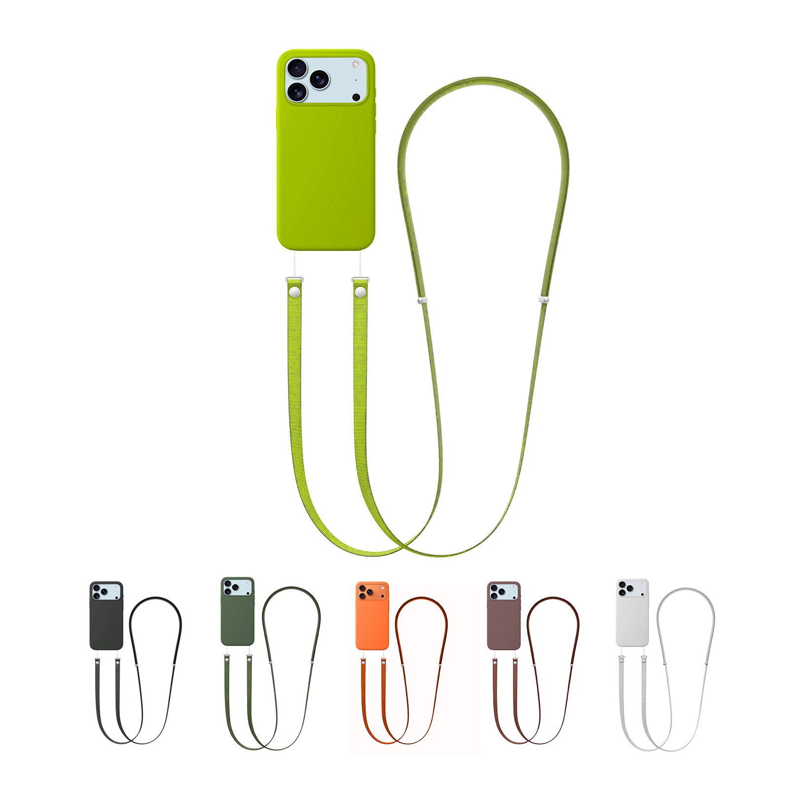 Quick Release Lanyard and Crossbody Phone Strap set for smartphones, available in various colors.