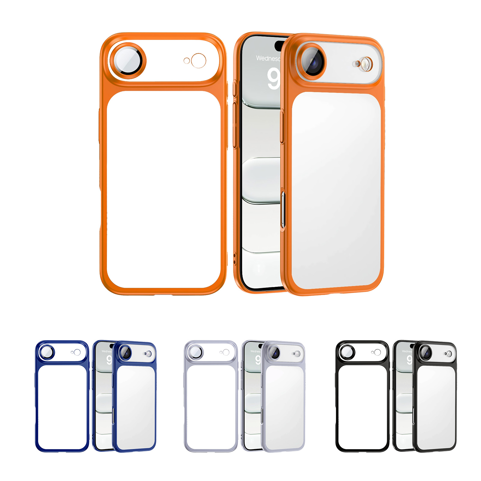 Orange/Dark Blue/Silver/Black Matte Anti-Fingerprint iPhone Case - Clear Back Colored Bumper Protective Cover for iPhoneAir