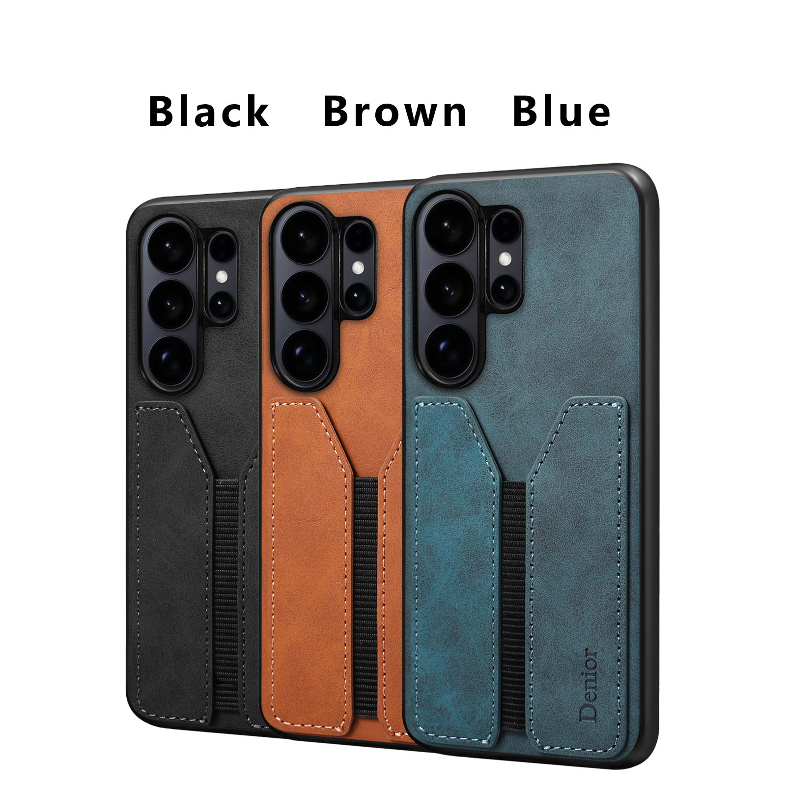 Retro Faux Leather Texture Case with Card Holder for S26 Ultra