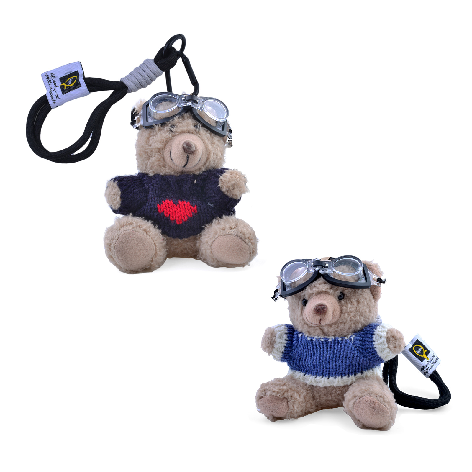 Knitted Sweater Cute Bear with Aviator Glasses Charm