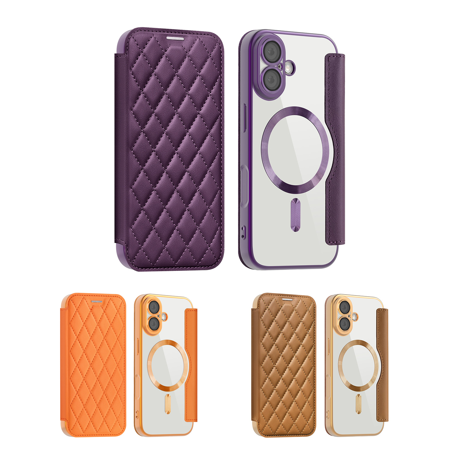 Quilted Diamond Pattern PU Case for iPhone 17 Case