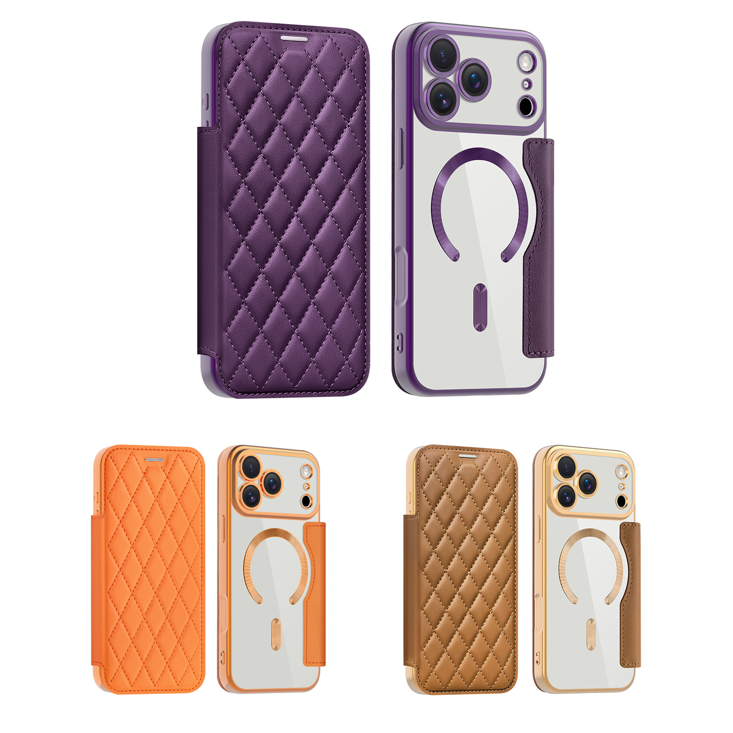 Quilted Diamond Pattern PU Case for iPhone 17 Pro Max Case