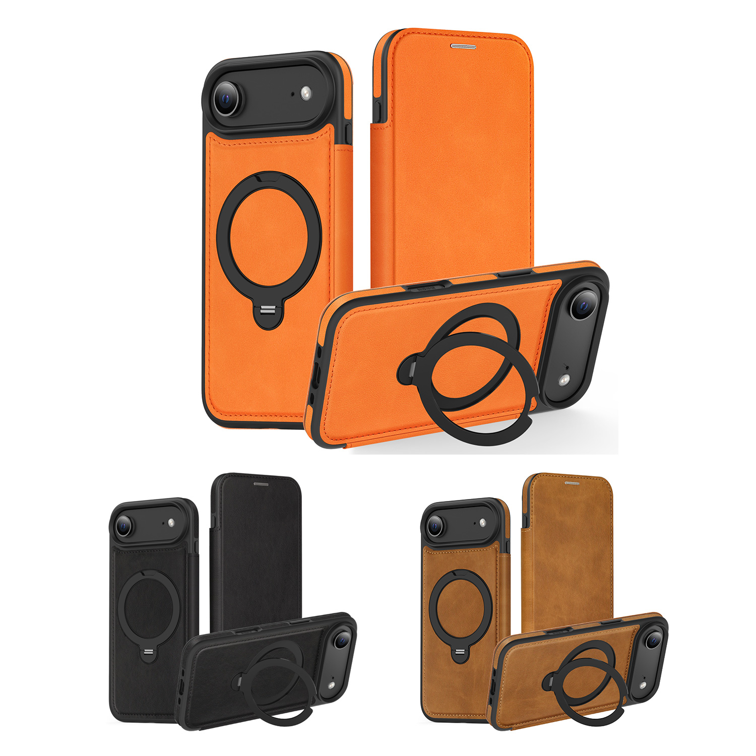 360° Rotating Stand iPhone Air Case - Magnetic Wireless Charging PU Cover