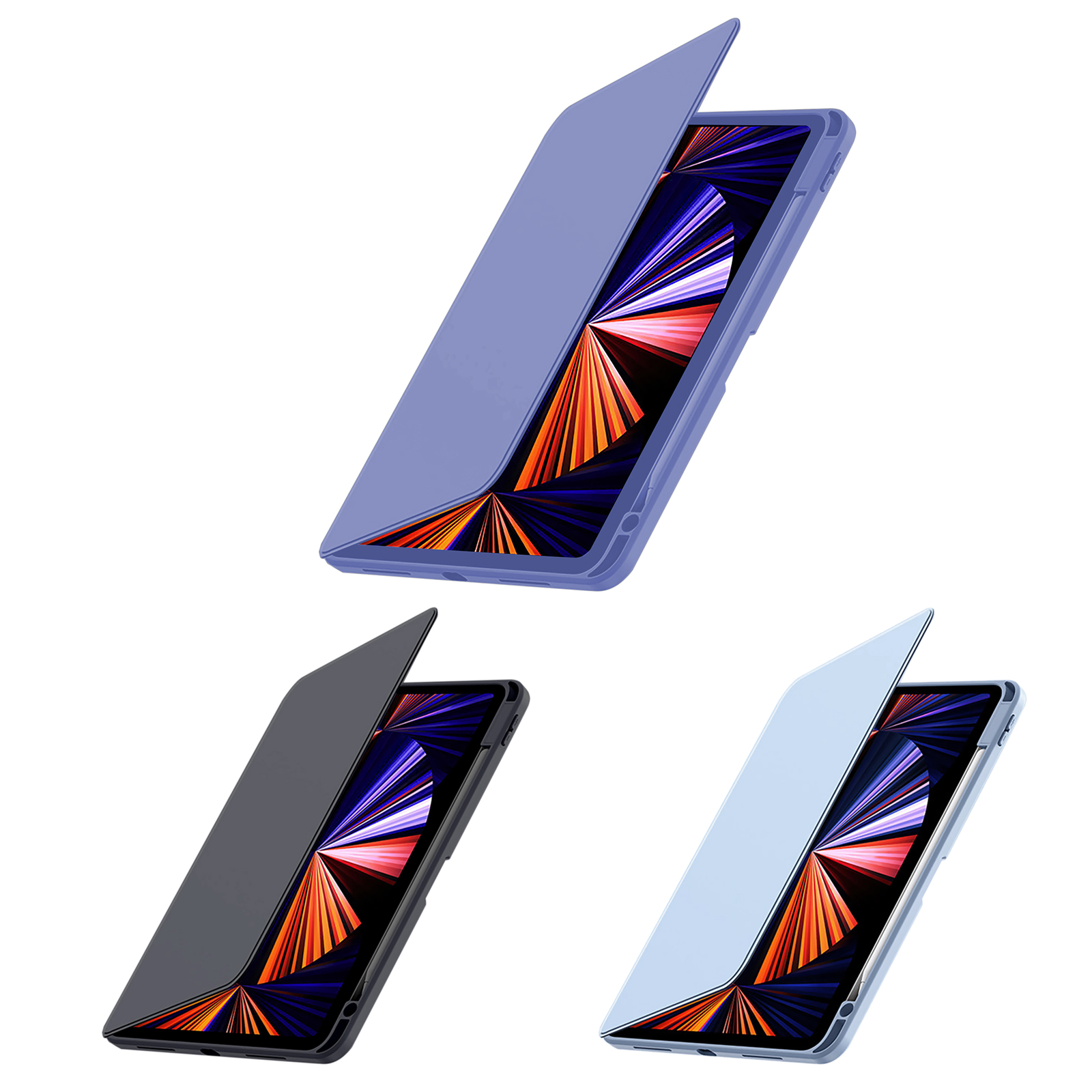 ipad air 4 case, ipad air 5 case, ipad air 6 case, ipad air 7 case, dark blue / light blue / purple